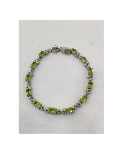 Gilgit Bazaar Peridot Stone Silver Bracelet (19)