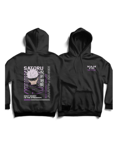 Genteez Gojo Satoru Digital Printed Pullover Hoodie For Men-Black-Medium