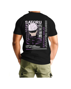 Genteez Gojo Satoru Digital Printed T Shirt For Men-Black-Extra Large