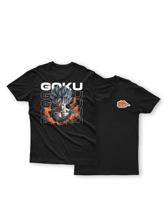 Genteez Goku Front and Back Digital Printed T Shirt For Men-Black-Medium