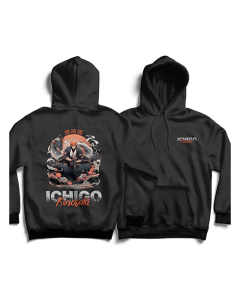 Genteez Ichigo Kurosaki Digital Printed Pullover Hoodie For Men-Black-Extra Large