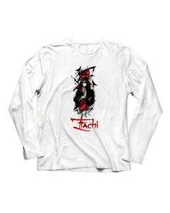 Genteez Itachi Digital Printed Full Sleeves T Shirt For Men-White-Small