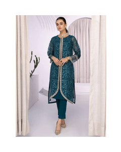 Azure Glowing Fern Organza Festive Unstitched 2 Piece Suit Green (GFAZK173)