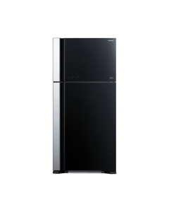 Hitachi Big 2 Glass Freezer-on-top Refrigerator Glass Black 19 Cu ft (R-VG690P7MS)