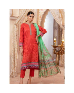Jahanara Coral Mid Summer '22 Unstitched 3 Piece Suit Orange Red (CJ9-02)