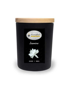 Aromaflick Jasmine Soy Glass Candle - Black