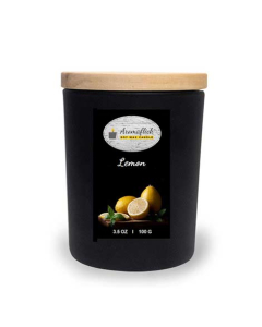 Aromaflick Lemon Soy Glass Candle - Black 