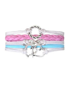 Scenic Accessories Blue & Pink Braided Love Charm Bracelet (SAB-009)