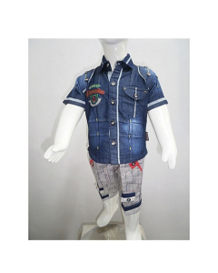 Madina Fashion Denim Shirt And Short For Boys Multicolor (Su-00001)