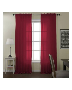 Maguari Plain Net Curatin 2 Pcs Maroon