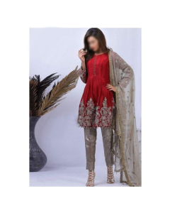 Mehakmall Fancy Party Wear Suit For Women Red (0012)