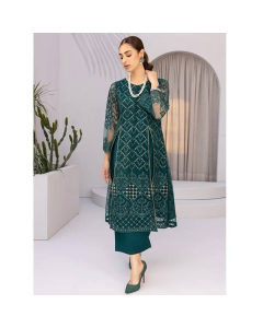 Azure Emerald Net Festive Unstitched 2 Piece Suit Green (EDAZK176)