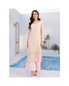 Azure Decent Lily Chiffon Festive Unstitched 2 Piece Suit Beige (DLAZK171)