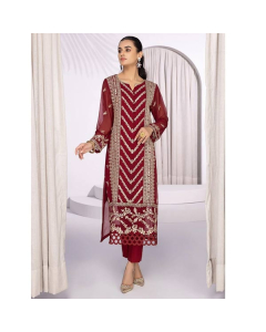 Azure Sangria Chiffon Festive Unstitched 2 Piece Suit Red (SGAZK175)