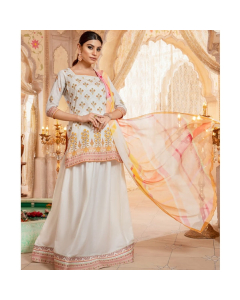 Jahanara Coral Mid Summer '22 Unstitched 3 Piece Suit Spring White (CJ9-11)