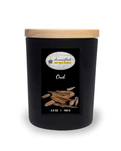 Aromaflick Oud Soy Glass Candle - Black