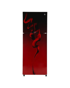 PEL Curved Glass Door Freezer-on-Top Refrigerator 13 cu ft (PRCGD-21960)-Maroon Blaze