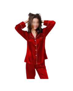 Goodsbuy Plain Silk Night Suit Red Wine-Large