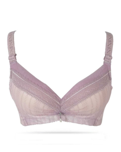 Purple Bag Fancy Lace Light Padded Wireless Full Supported Bra Purple (0058)