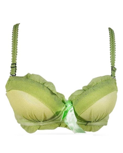 Purple Bag Fancy Lace Soft Double Padded Wireless Pushup Bra Green (0014)