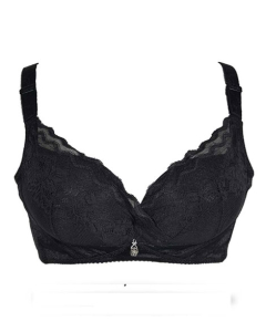 Purple Bag Fancy Lace Soft Padded Wireless Bra Black (0045)