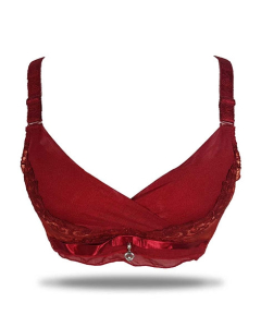 Purple Bag Lace Net Soft Padded Wired Less Bra (OFW0039)