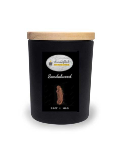 Aromaflick Sandalwood Soy Glass Candle - Black