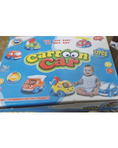 Letsshop Cartoon Car Plastic Car For Kids - 12Pcs