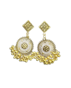 Shaz Jewels Round Jhumka Rust Golden